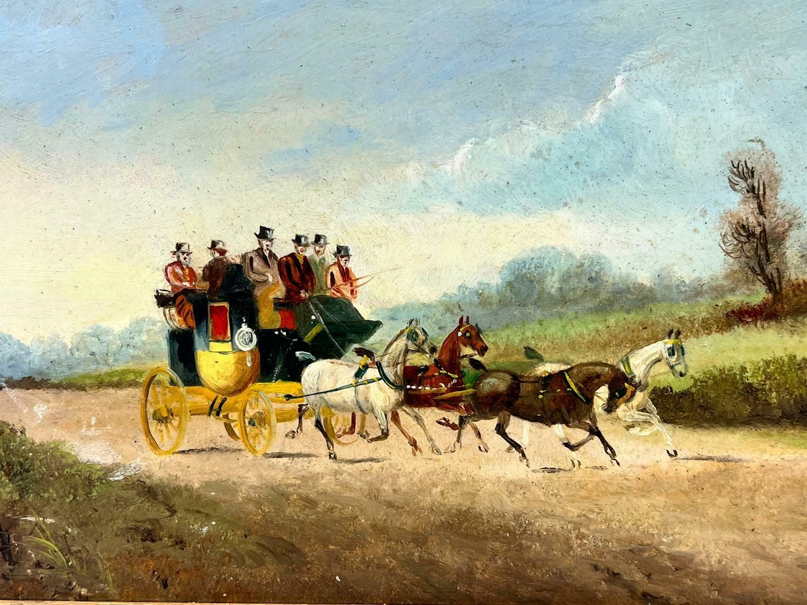 Philip Rideoutantique English Signed Oil Coach & Four Horses With Passengers In Countryside photo 816.0