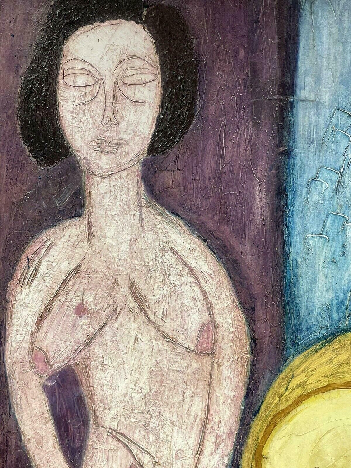 1970's French Expressionist1970's Huge French Expressionist Signed Oil   Nude Lady Still Life Compositionc. 1970's photo Art