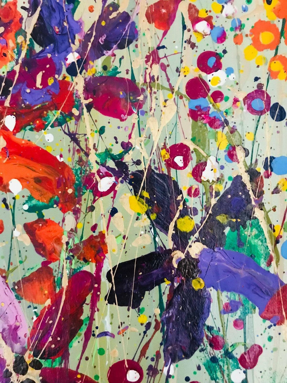 Margot..Hand Painted Original Acrylic Floral Art On Canvas 100cm X 50cm photo 395.0