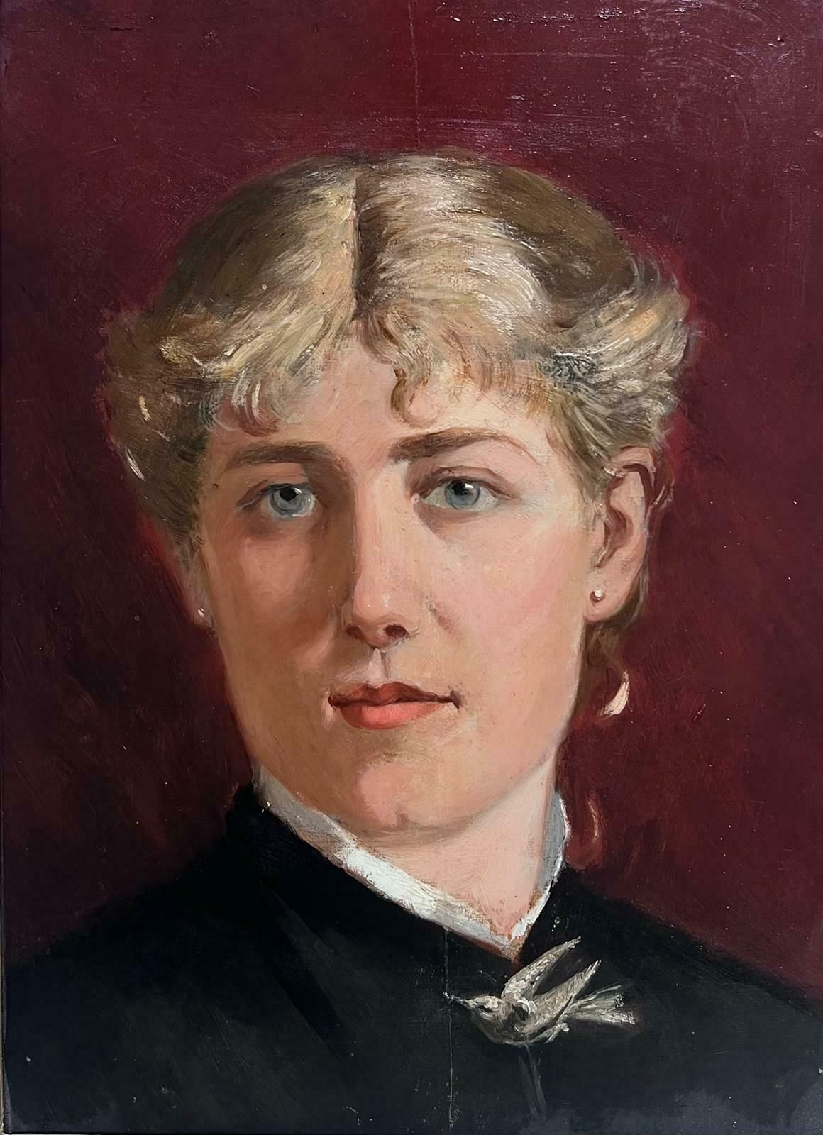 French School1900's French Portrait Of Lady With Earings Framed Oil Painting1900's