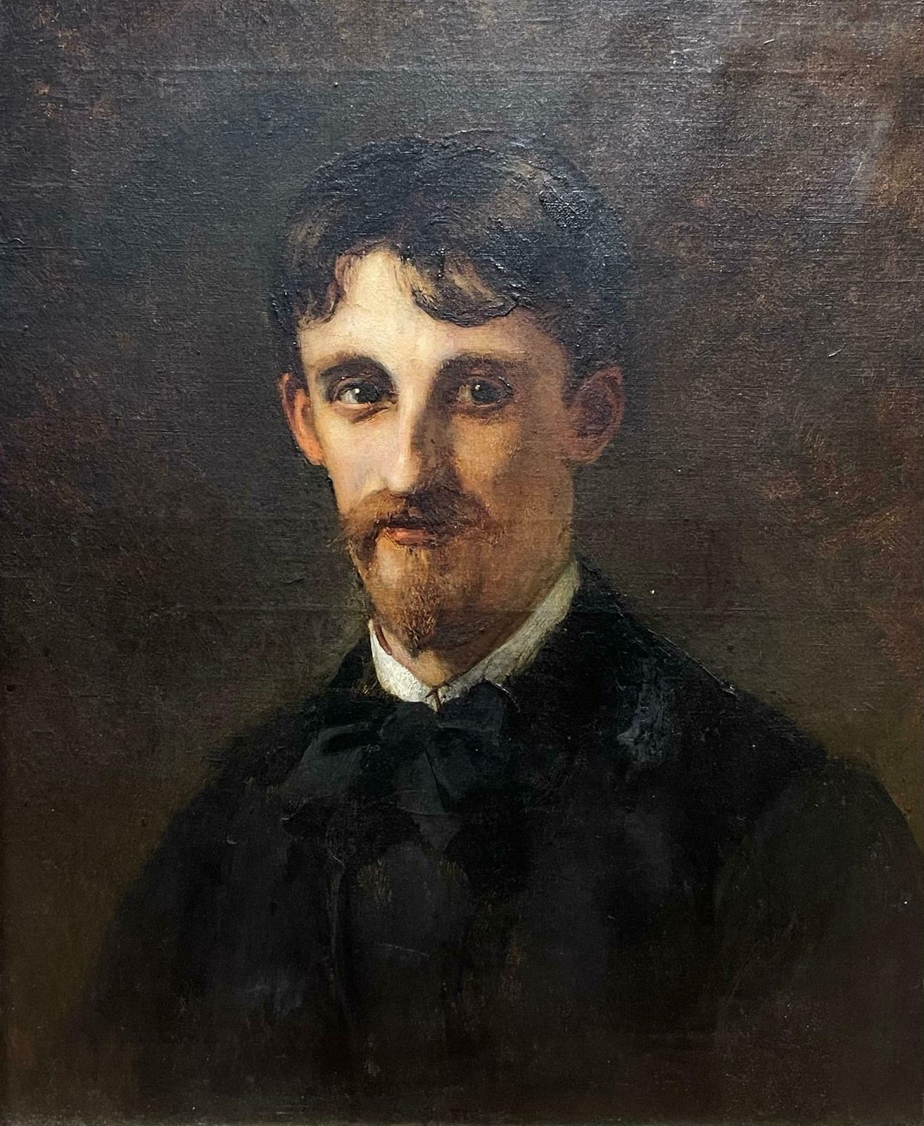 Valadonantique French Impressionist Signed Oil Painting Portrait Of Young Man 1890's