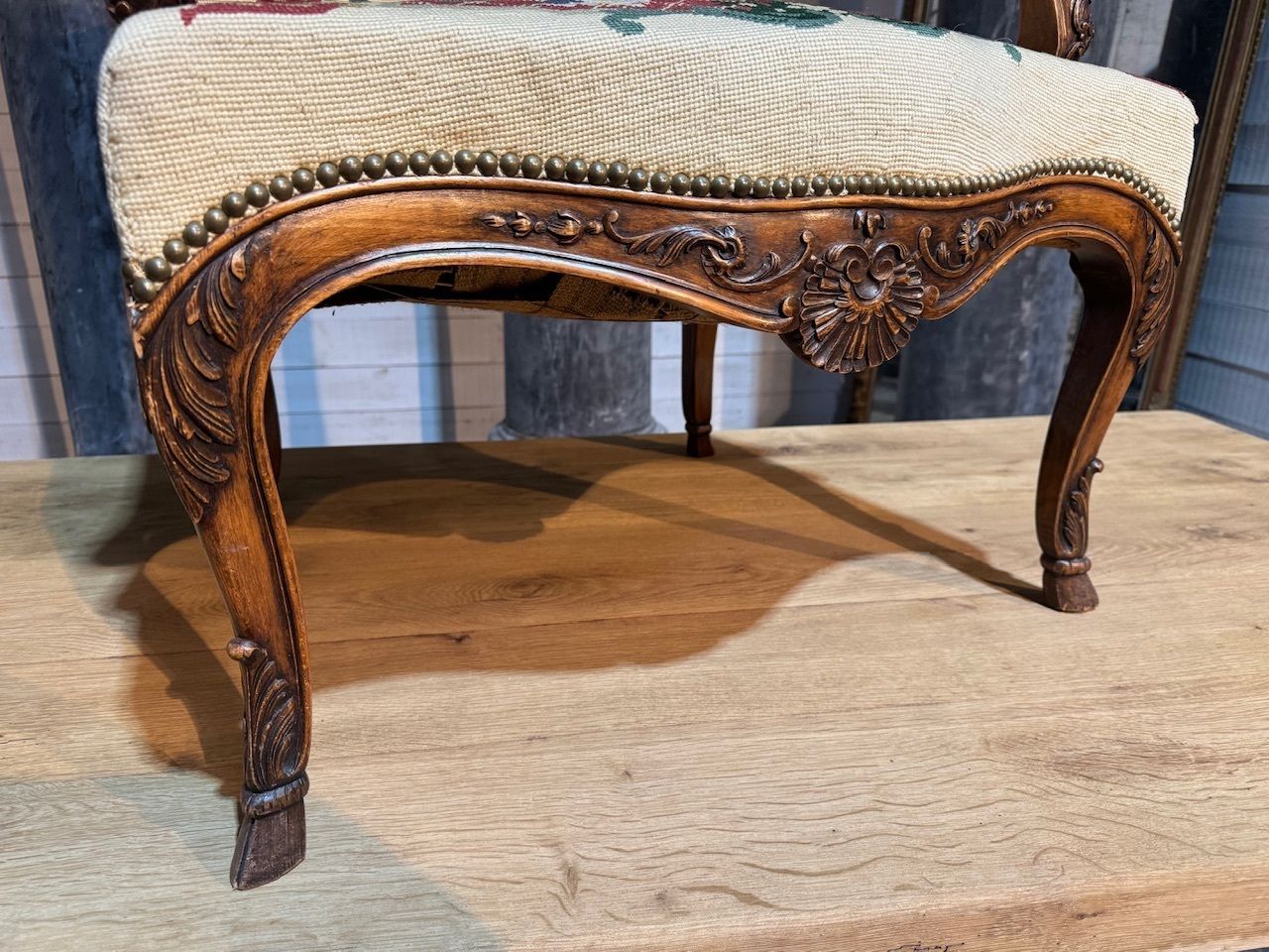 Furniture Lovely French Walnut Arm Chair photo