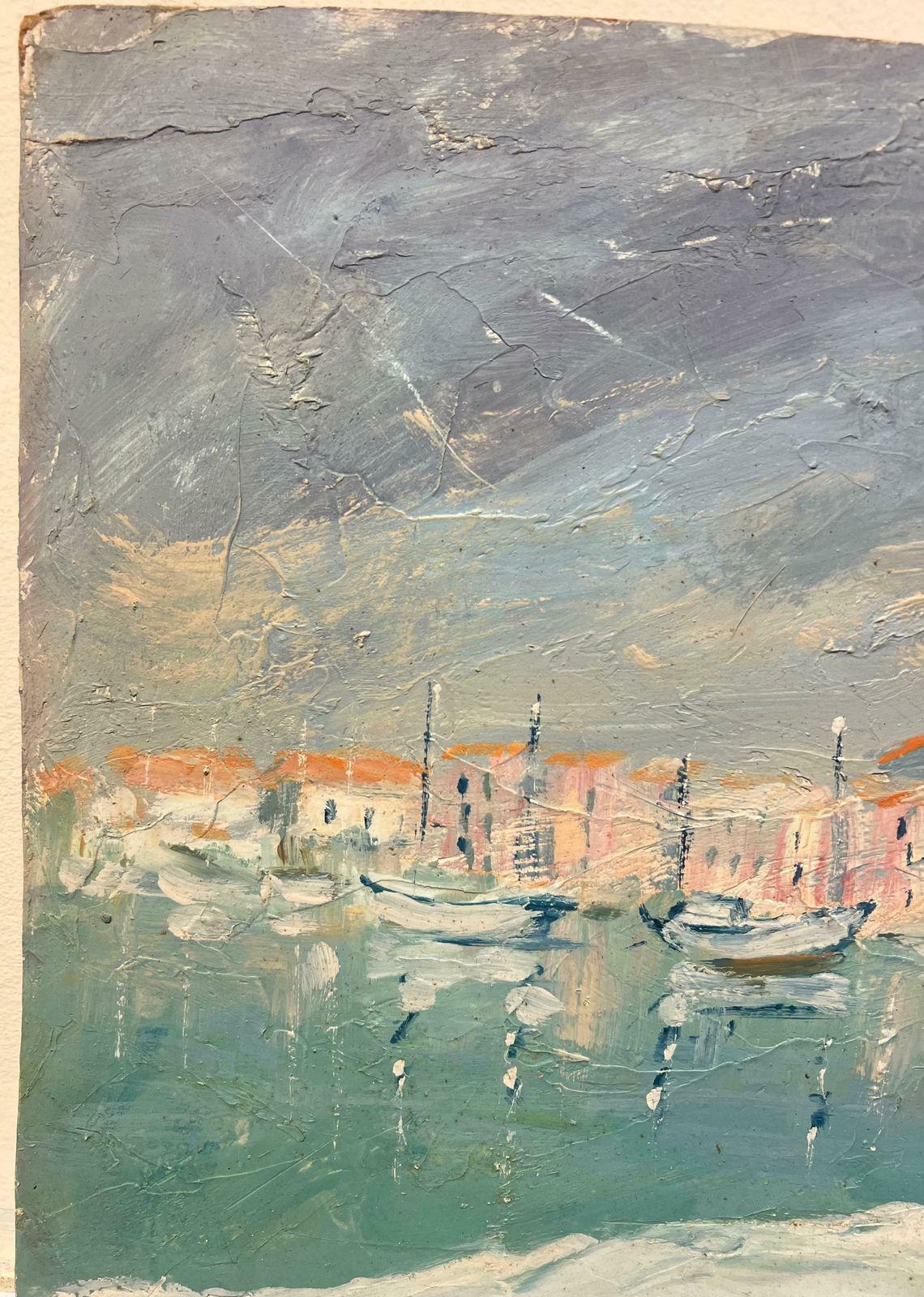 Fanch Lelmid 20th Century Impressionist Coastal View Tranquil Harbor Scene With Sailboats20th Century photo vinterior