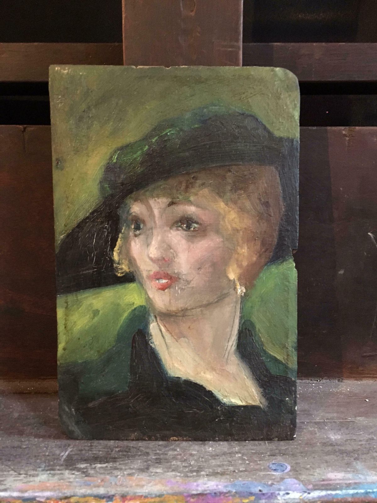 Unknown1920's Portrait Of An Elegant Woman, Oil Painting, Britishc.1920s photo furniture