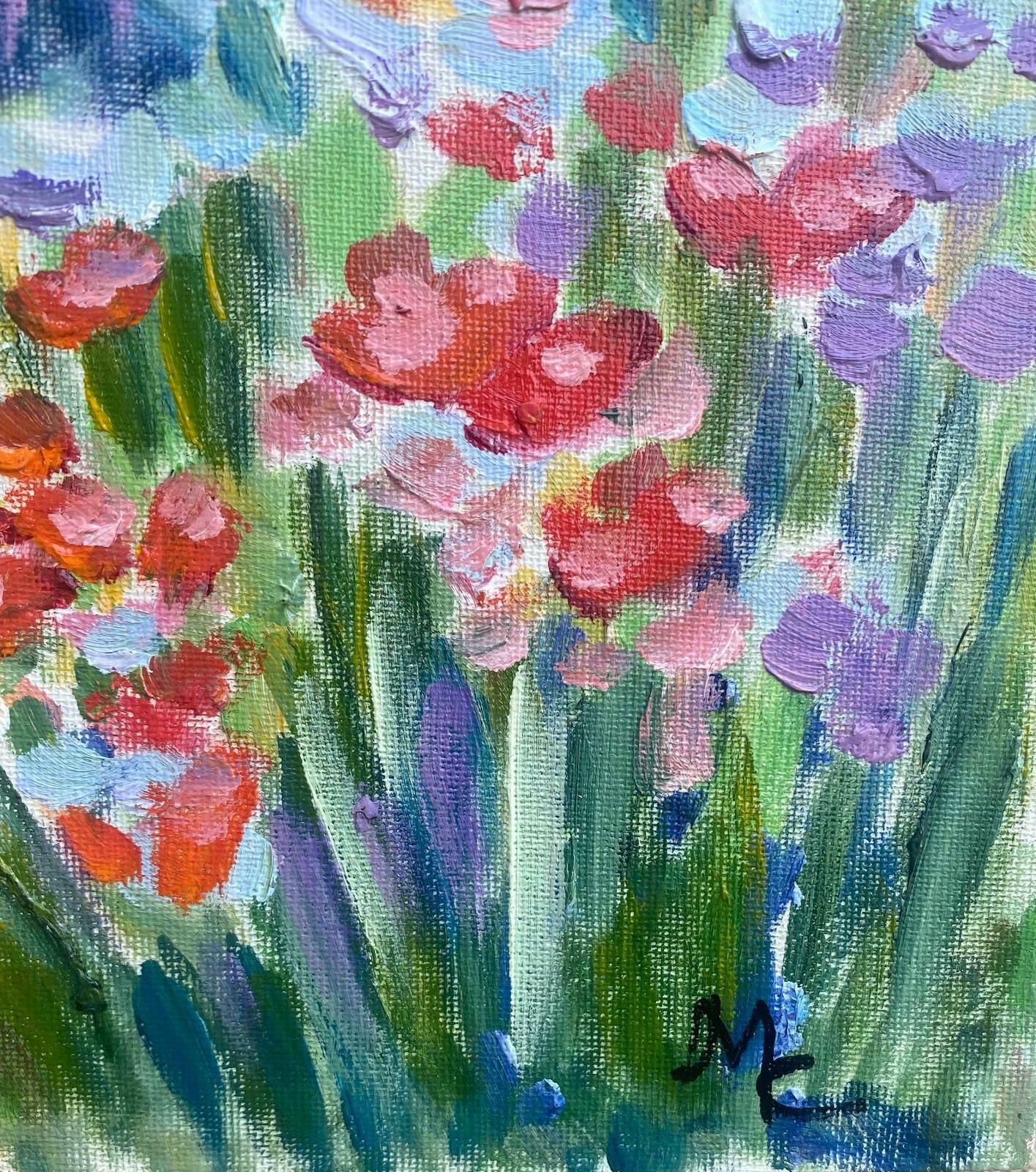 Maggy Clarysseflamboyant French Impressionist Oil Painting Courtyard Garden C.2000 photo furniture