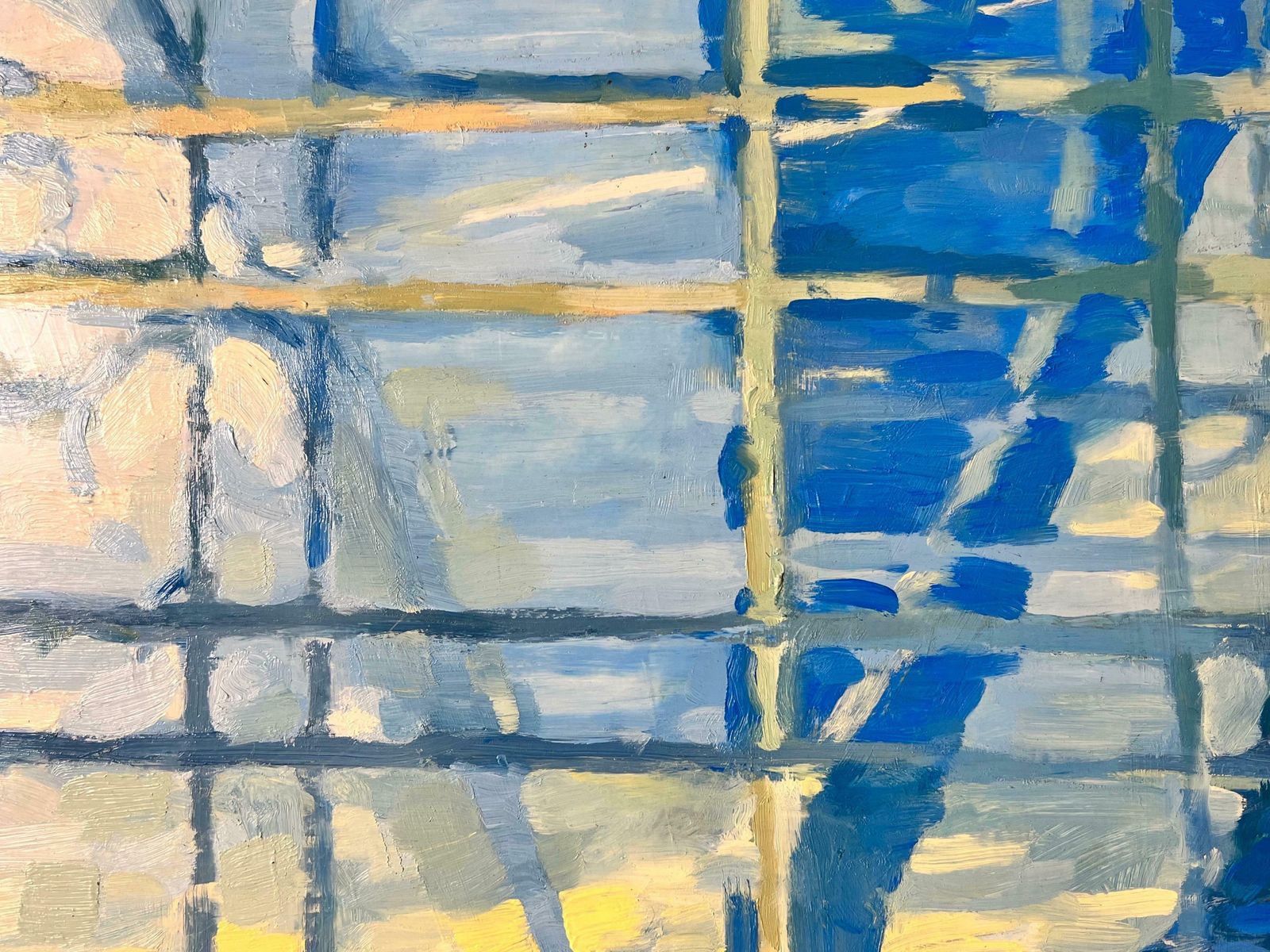 Jill Jacksonabstract British Contemporary Painting Blue White Grey Shapes photo for sale
