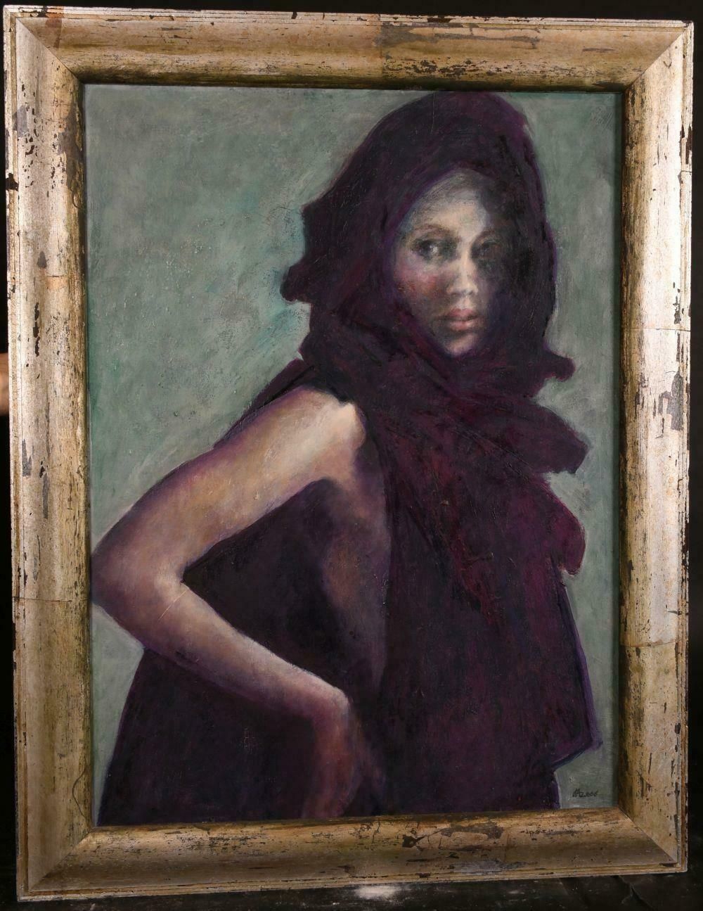 Unknownbeautiful Contemporary British Portrait Of Semi Nude Lady   Large Framed Oilc. 2006 photo furniture