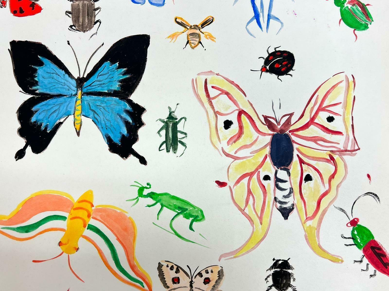 Josine Vignonmid Century French Illustration Sketches Of Different Butterflies & Insects1960's photo 153.0