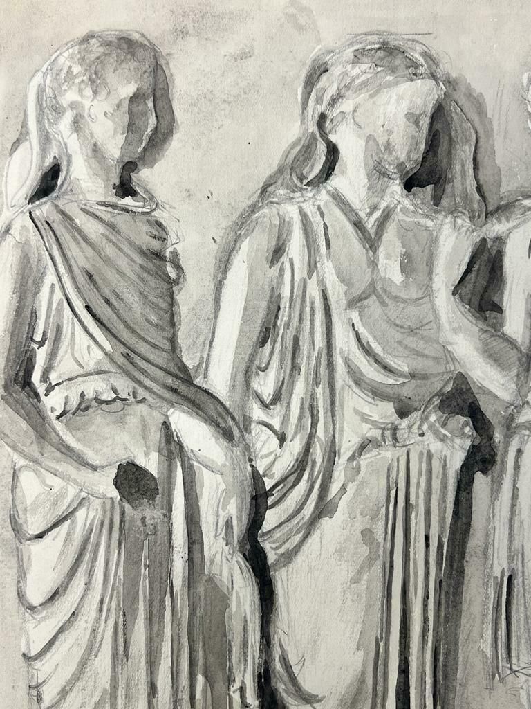Josine Vignon1950’s Fashion Illustration Original Painting Of Three Figures In Robes1960's photo furniture