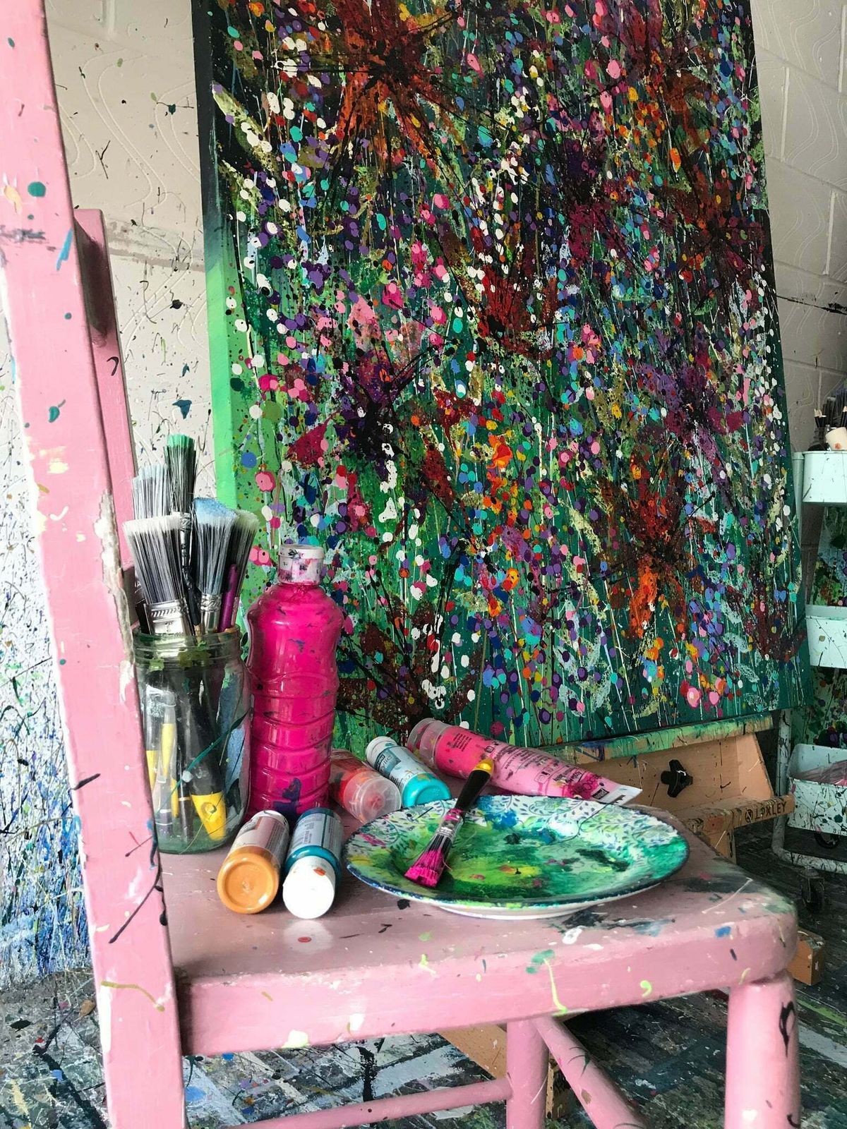 photo vinterior Polly..Hand Painted Original Acrylic Art On A Up Cycled Canvas 90cm X 60cm