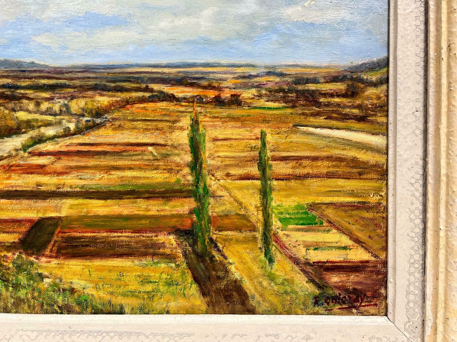 Mid Century French1950's French Impressionist Signed Oil Northern France Open Landscape Framed photo 2040.0