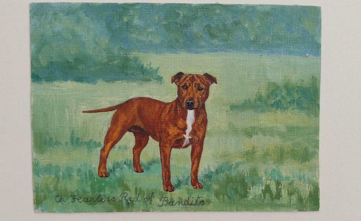 Dorothy Alexandra Johnsonenglish School Mid 20th Century Oil Painting Staffordshire Bull Terrier Dog C 1950s photo for sale