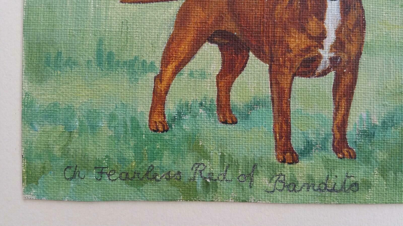 Dorothy Alexandra Johnsonenglish School Mid 20th Century Oil Painting Staffordshire Bull Terrier Dog C 1950s photo vinterior