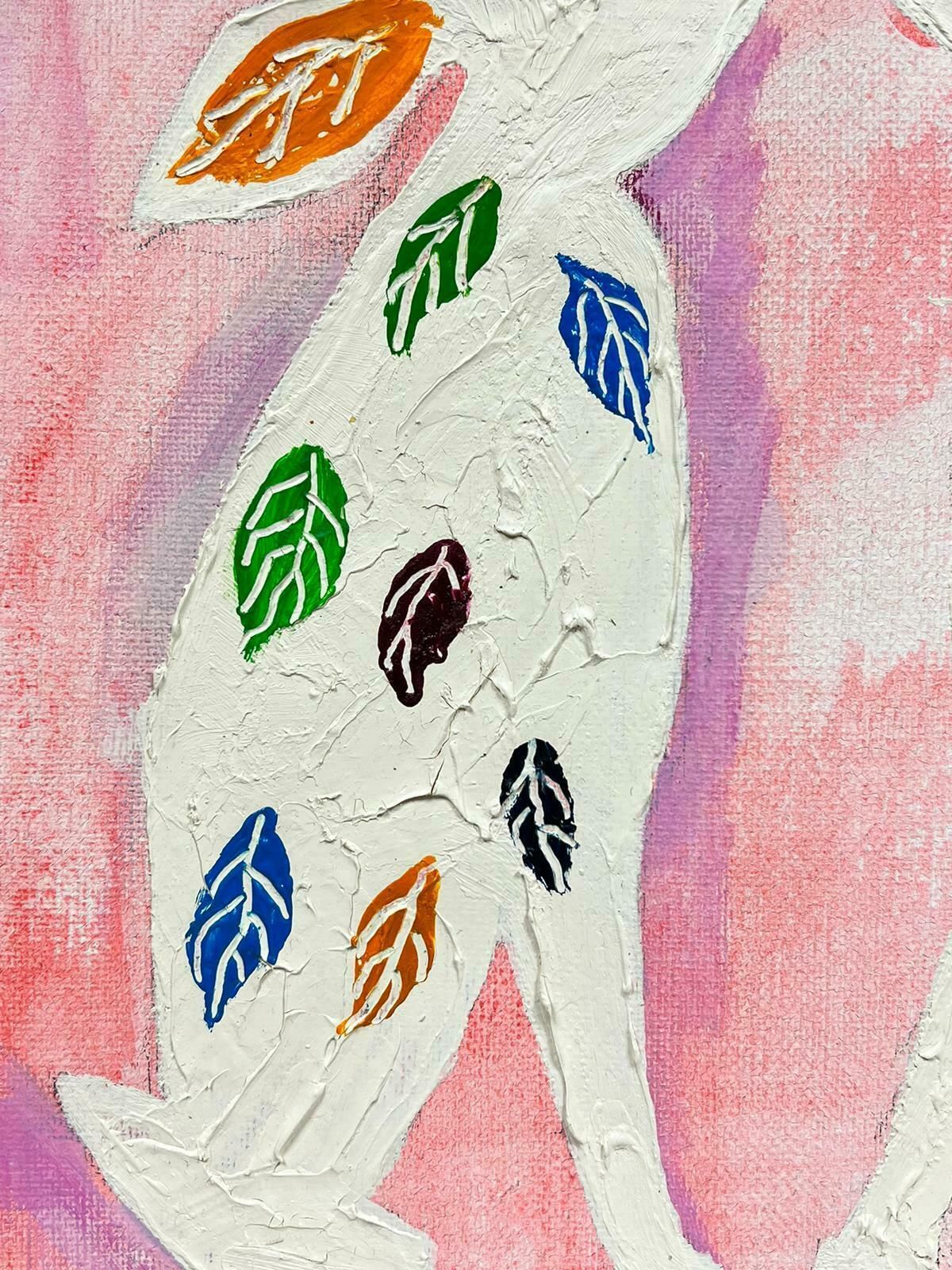 Irish Contemporarymarch Hares Colorful Irish Contemporary Abstract Painting Pair Of Hares2022 photo vinterior