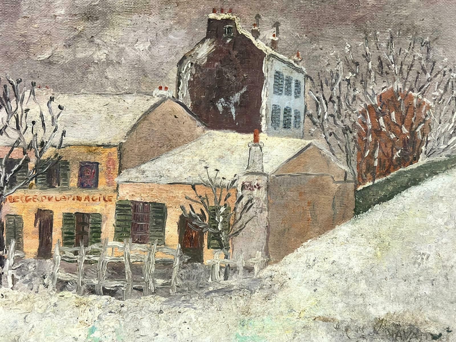 French Schoolmontmartre Paris In Snow Latin Agile Street Scene Signed French Oil 20thc photo vinterior