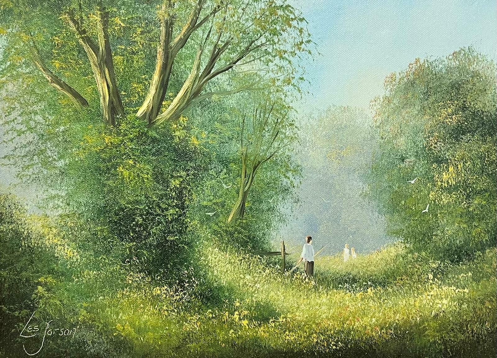 Les Parsonsplaying In The Hazy Summer Meadows Original British Impressionist Signed Oil