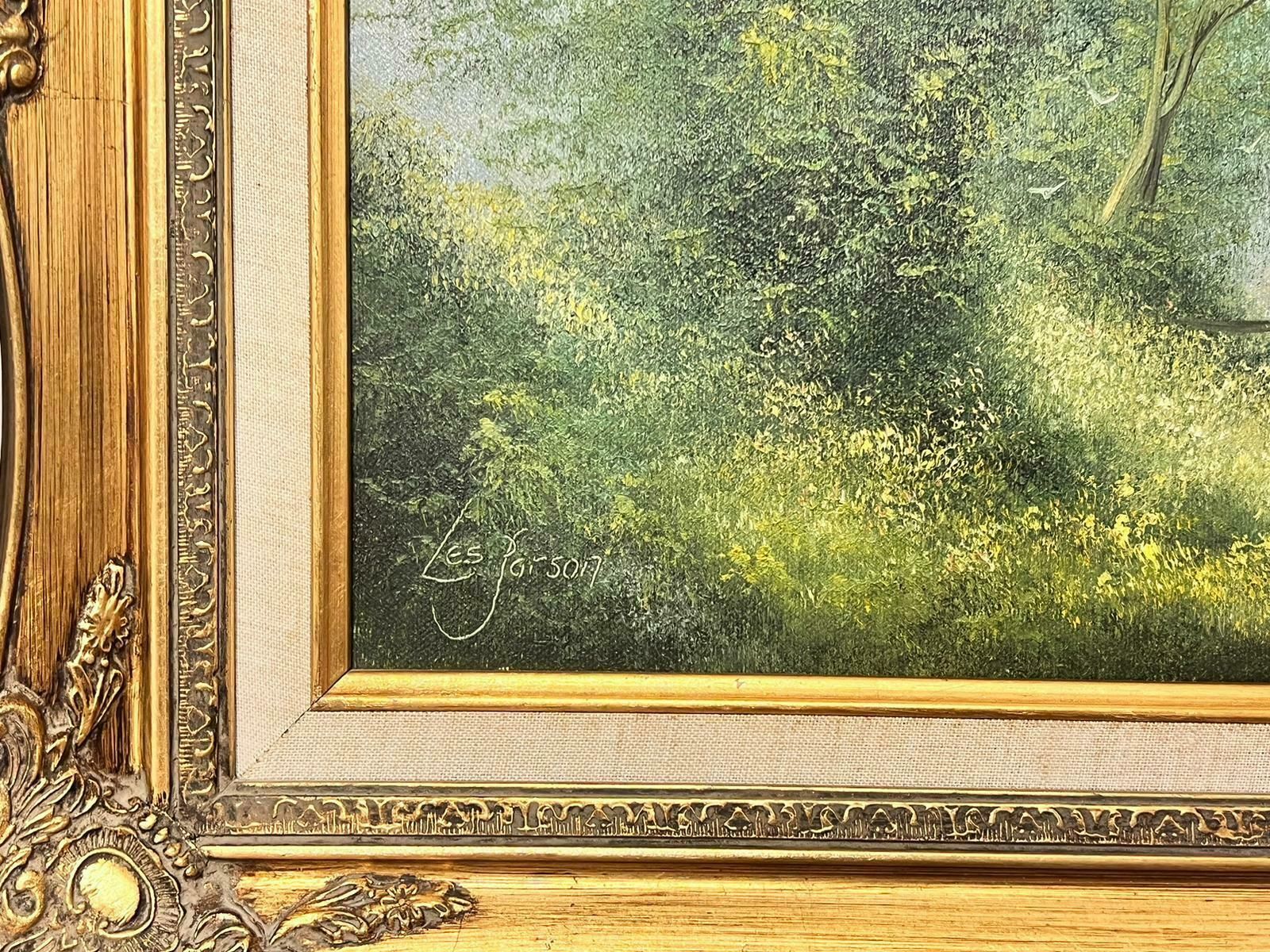 Les Parsonsplaying In The Hazy Summer Meadows Original British Impressionist Signed Oil photo 1173.0