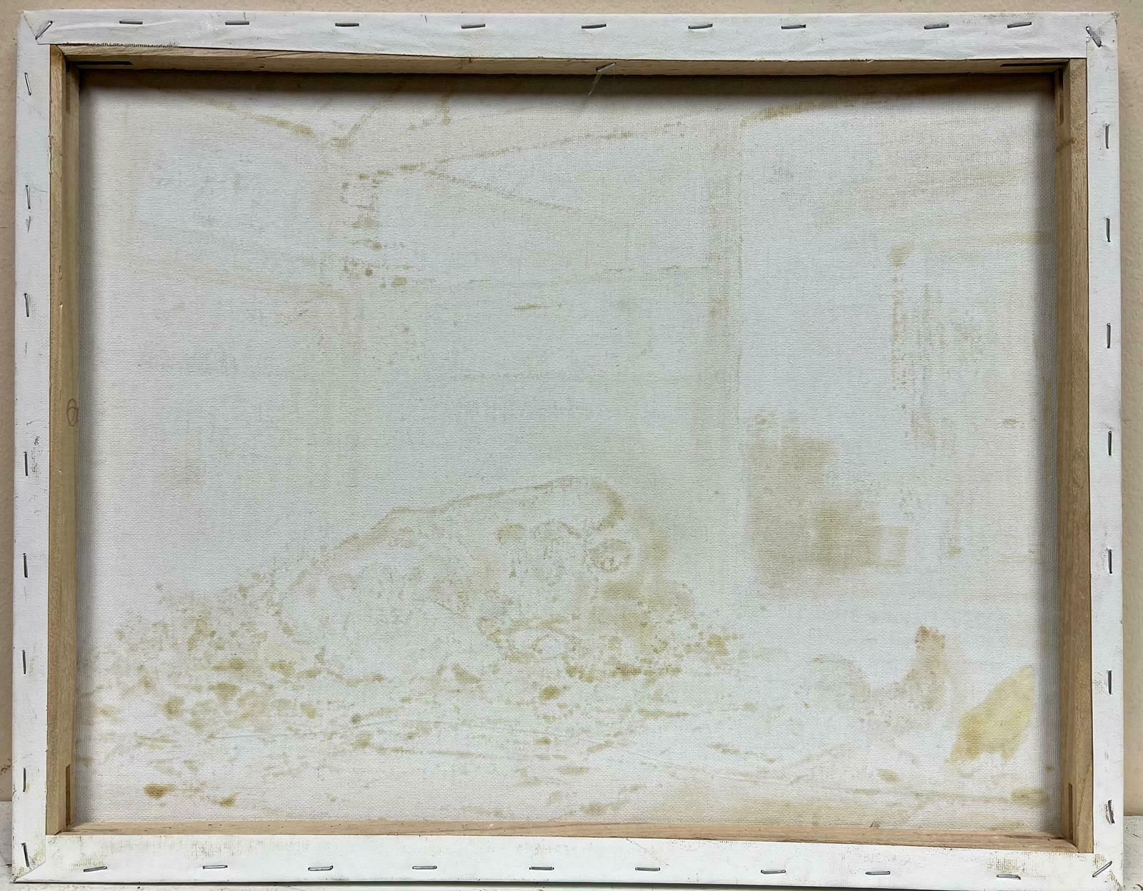 Colin Impeytraditional Rural English Signed Oil Cow With Baby Calf Chickens & Farmer & Dog photo vintage