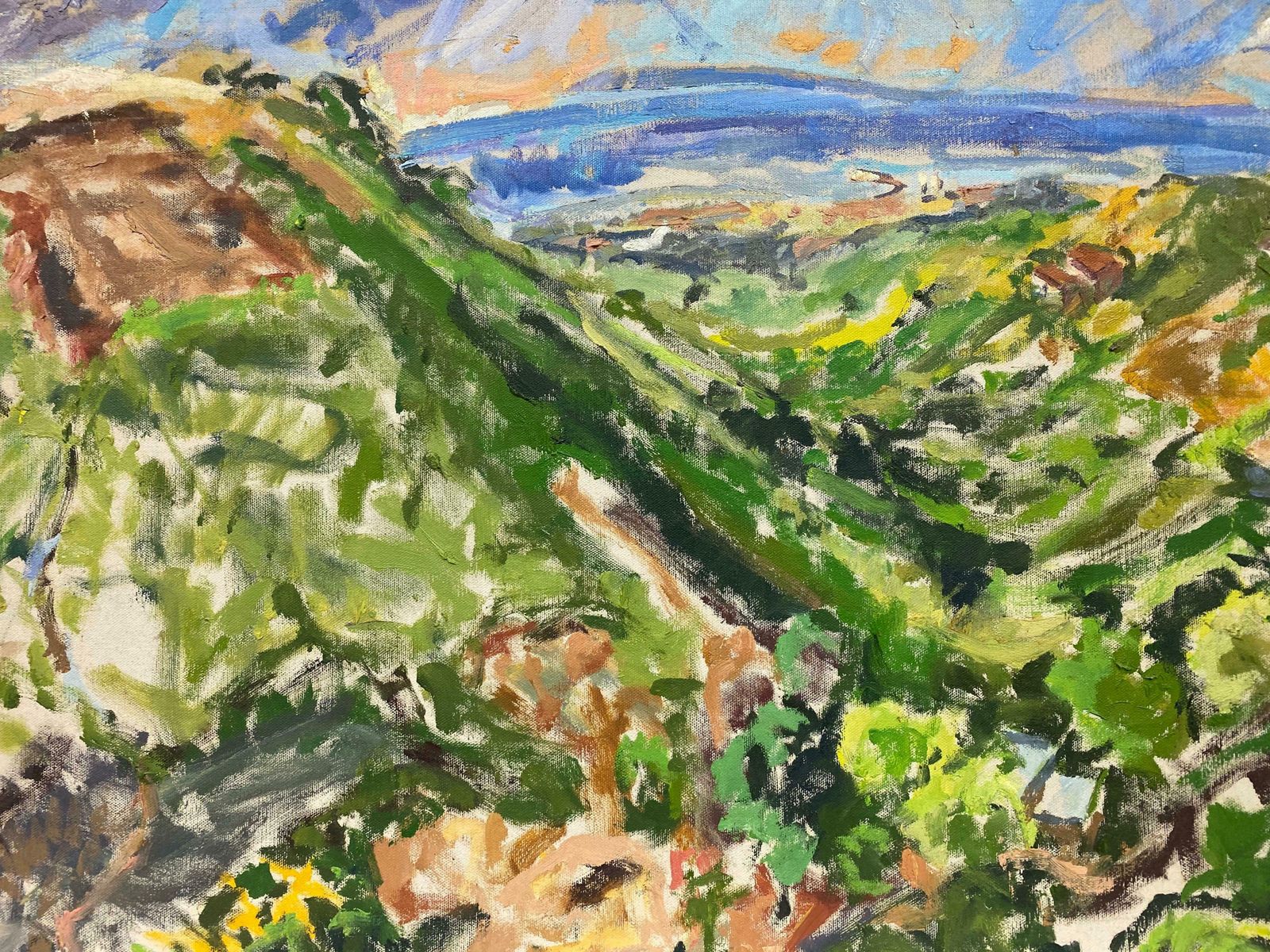Douglas Stuart Allenimpressionist Oil Painting   Colourful Mountain Landscape20th Century photo for sale