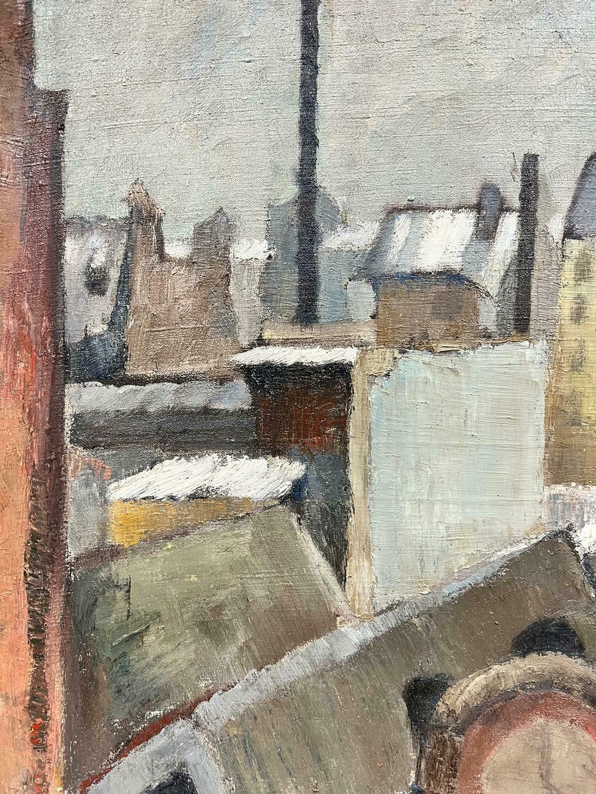Josine Vignongrey Sky Roof Top Landscape Impressionist Thick Oil Impasto1960's photo Art