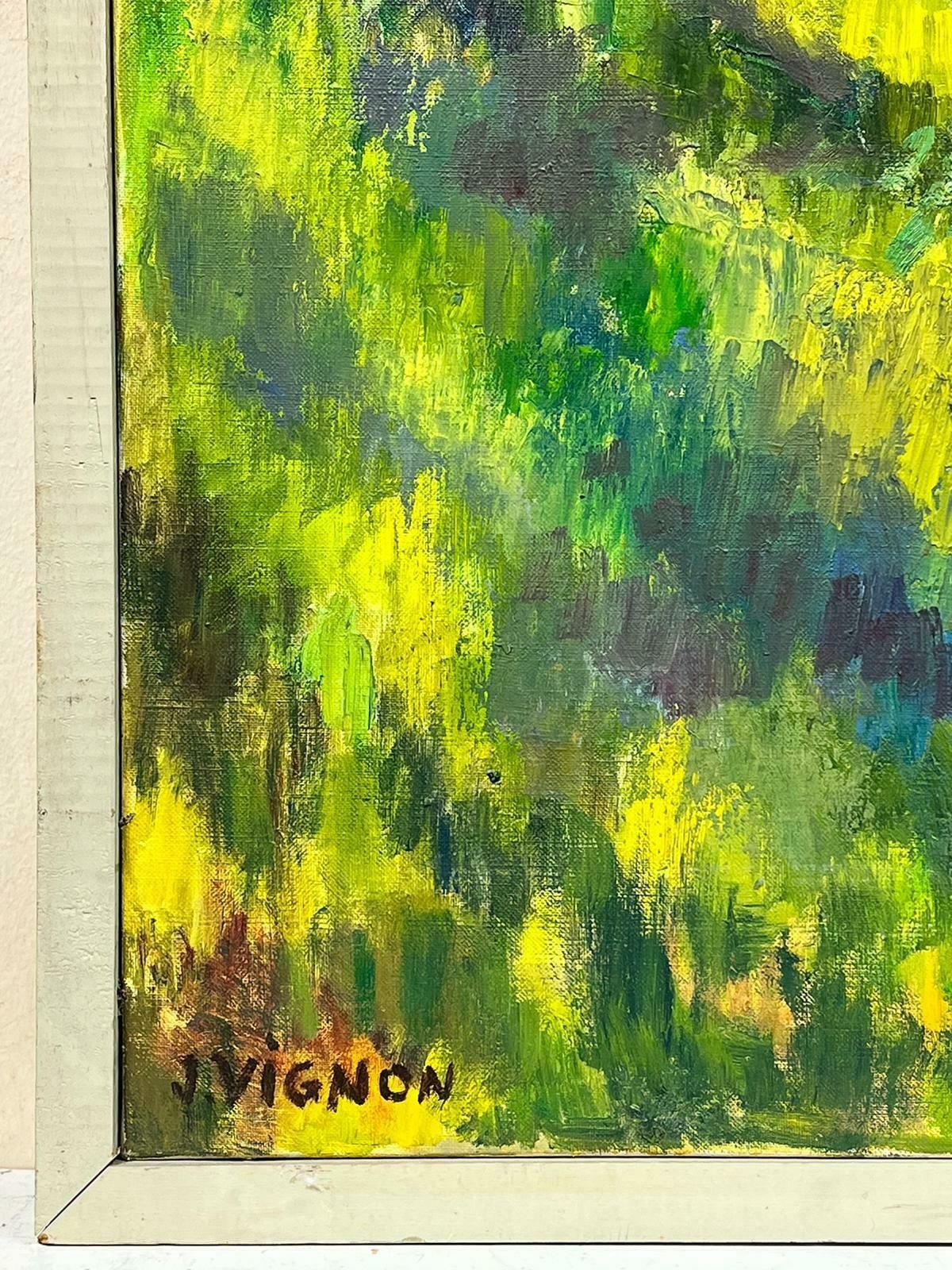 Josine Vignon20th Century French Post Impressionist Oil Lady In Sunlit Green Meadow Landscape1960's photo buy
