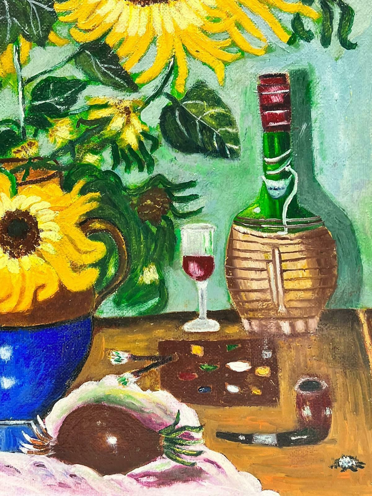 Ben Powellcontemporary British Acrylic Painting Sunflowers In Vase photo buy