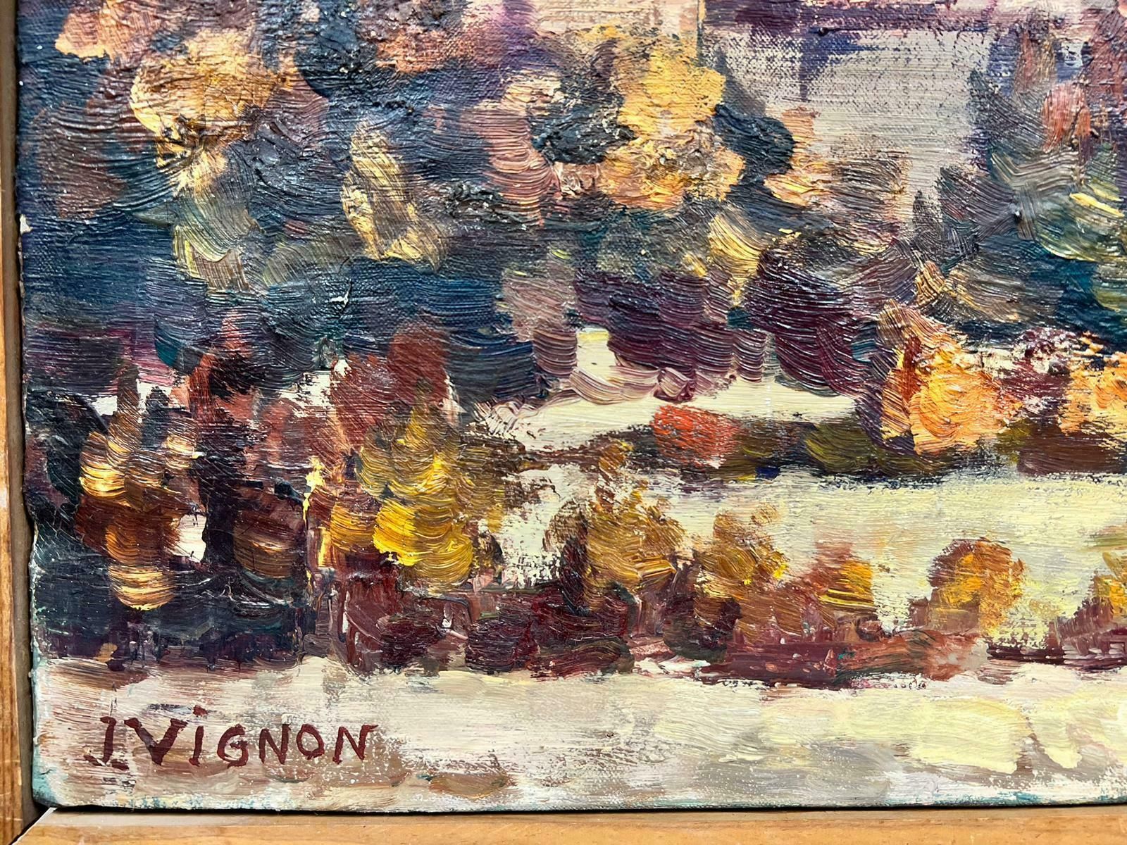 Josine Vignonhuge 1950's French Post Impressionist Oranges Beige Brown Colors Catalan View1950's photo for sale