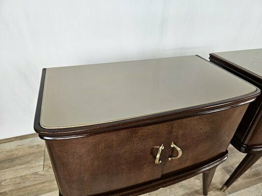 Italian Bedside Tables In Mahogany, 1950, Set Of 2 photo vintage