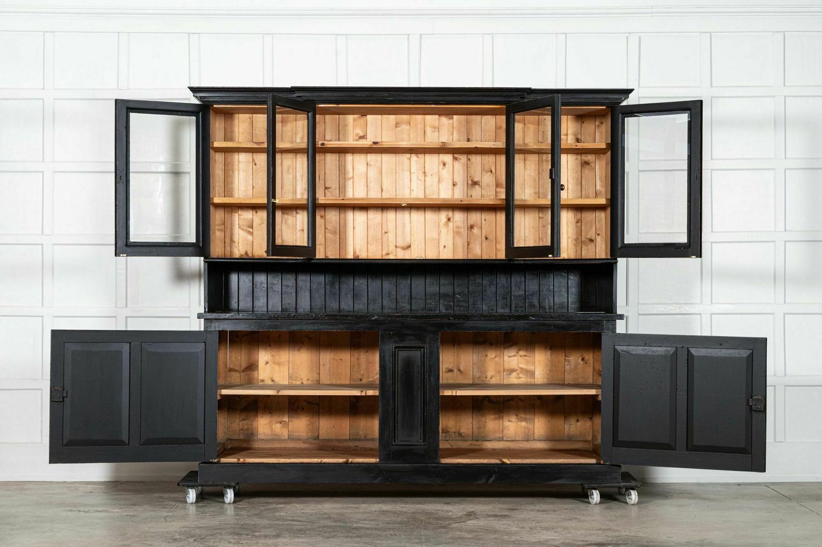 Large 19thc English Ebonised Pine Butlers Pantry Cabinet photo furniture