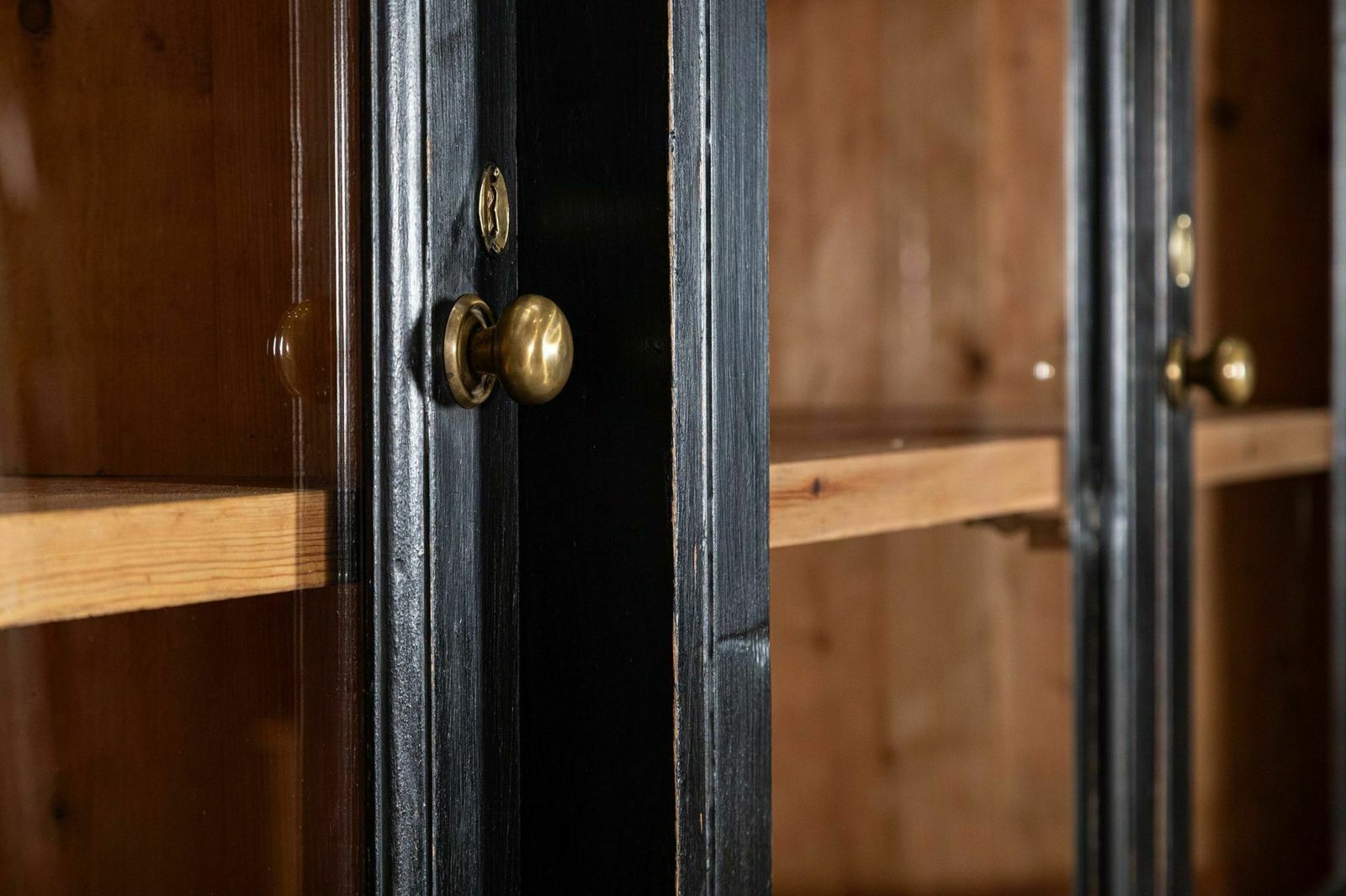 Large 19thc English Ebonised Pine Butlers Pantry Cabinet photo vintage