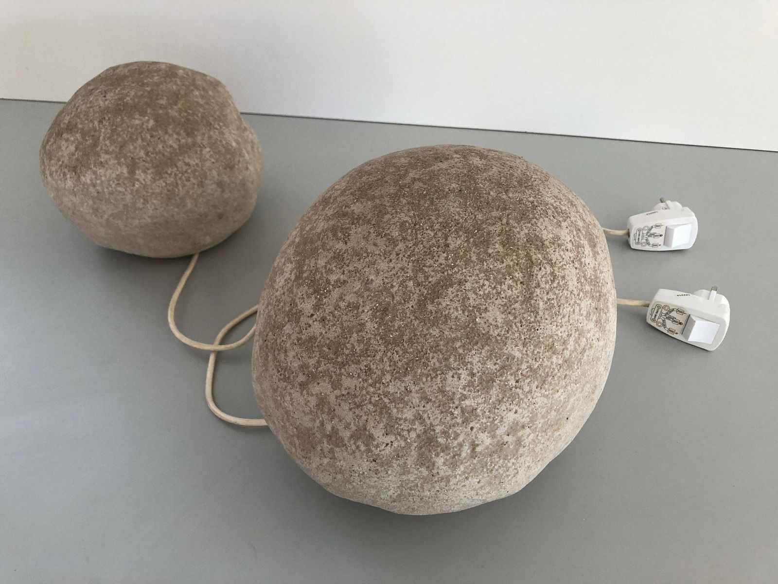photo for sale Set Of 2 Fiberglass Table Lamps In Stone Form By Falkenberg, 1980s, Germany