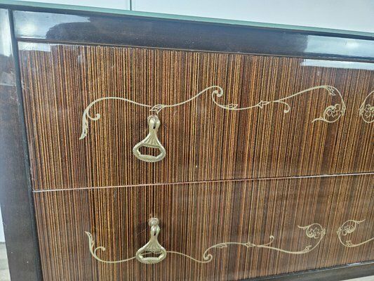 photo for sale Mid Century Chest Of Drawers With Blue Glass And Four Drawers, 1960s