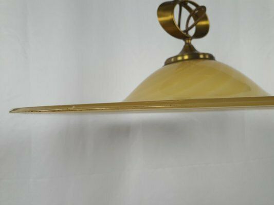 Pendant In Murano Glass And Brass With Double Support, 1970s photo Lighting