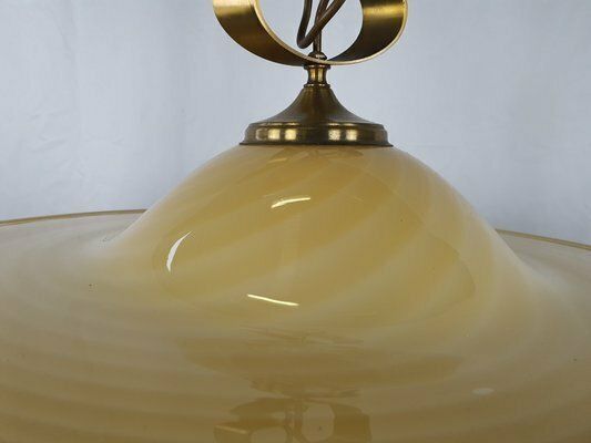 Pendant In Murano Glass And Brass With Double Support, 1970s photo vinterior