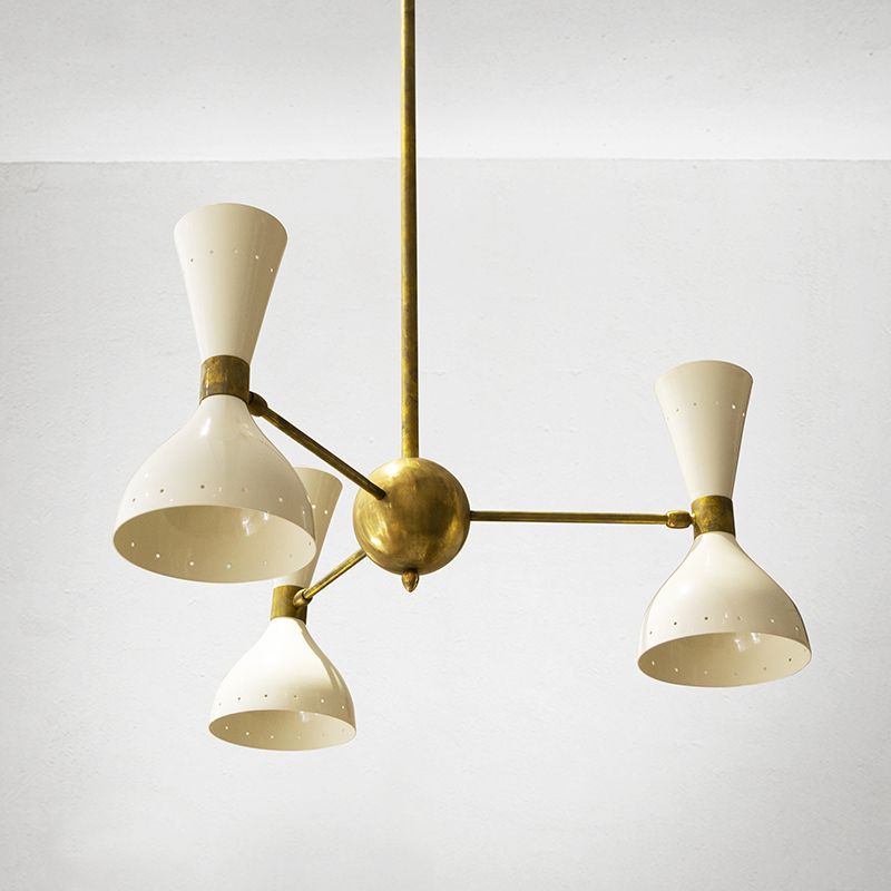 Mid Century Italian Chandelier In Brass, 1950 photo for sale