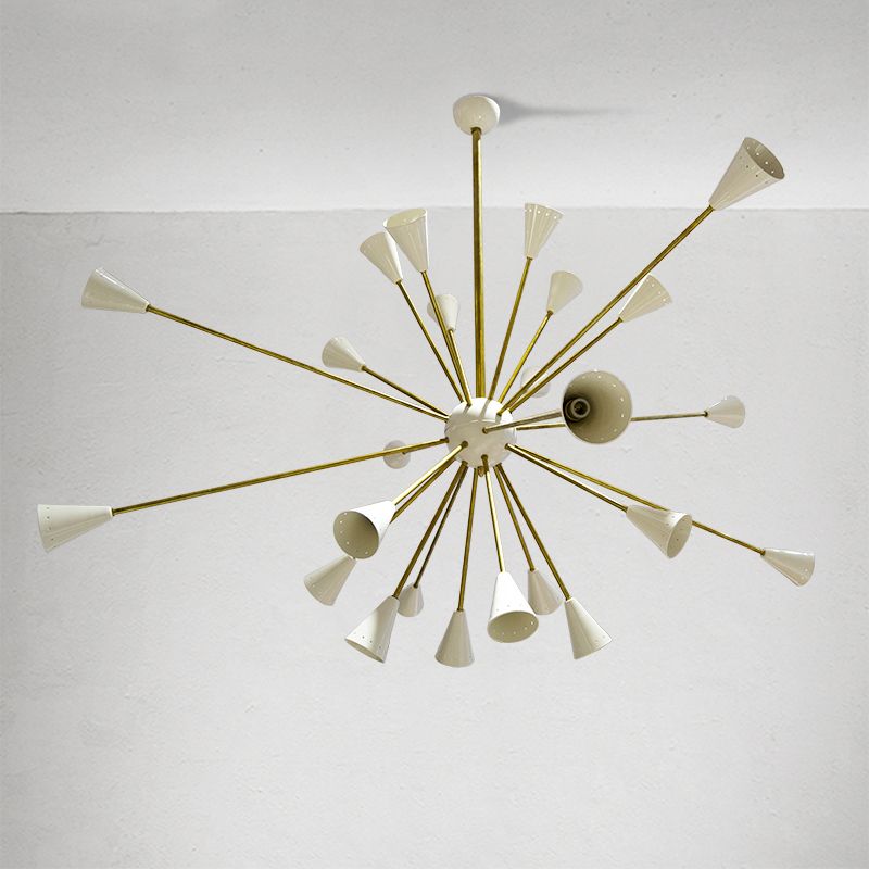 Italian Sputnik Chandelier In Brass And Ivory Colored Aluminum, 1950s photo buy