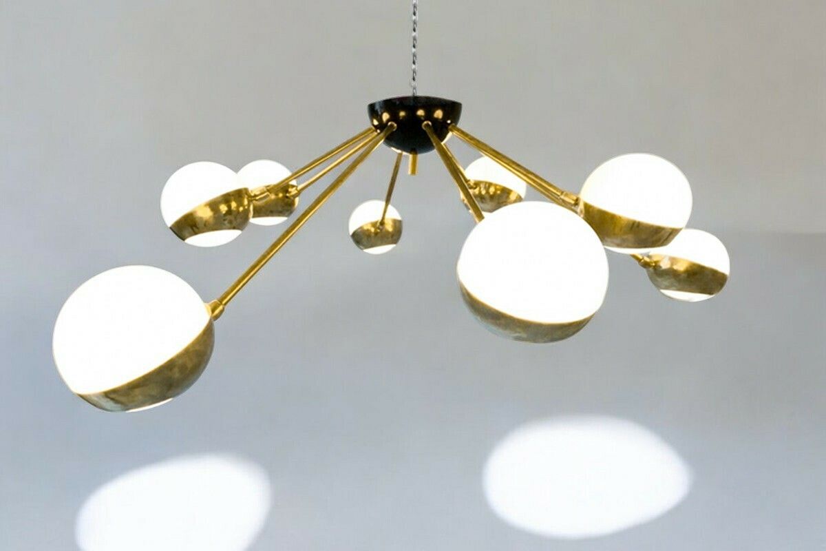 Mid Century Murano Glass & Brass Chandelier, 1960s photo furniture