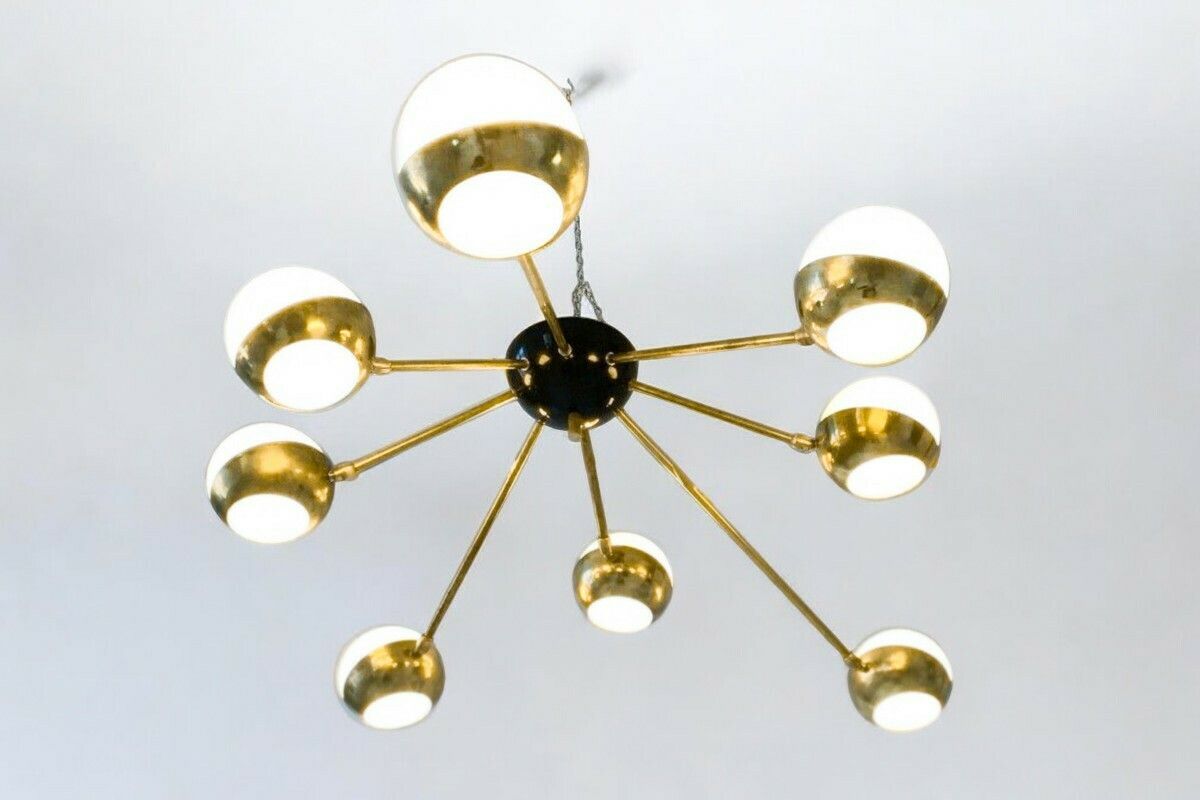 Mid Century Murano Glass & Brass Chandelier, 1960s photo Lighting