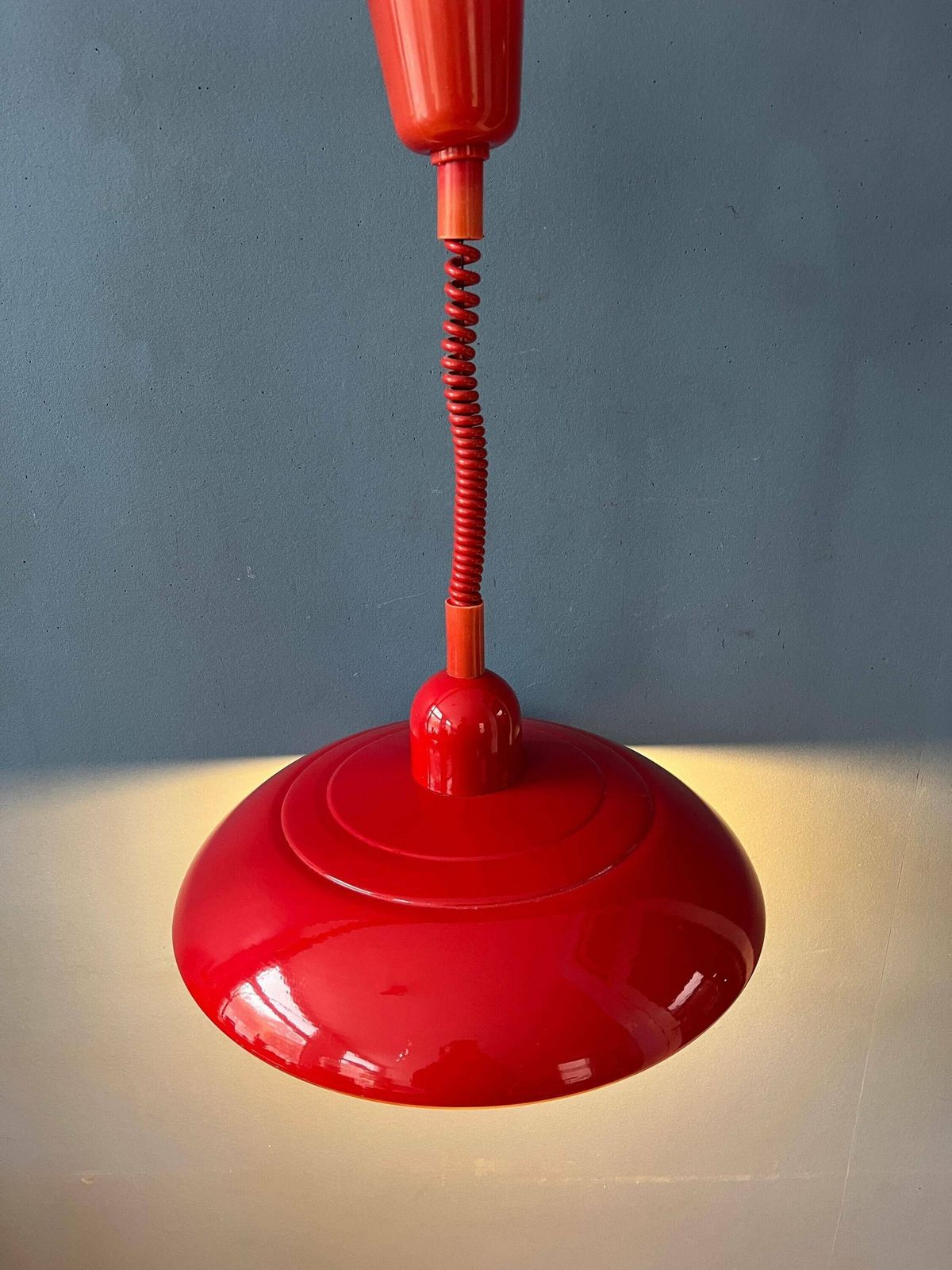 Vintage Rode Metalen Space Age Hanglamp