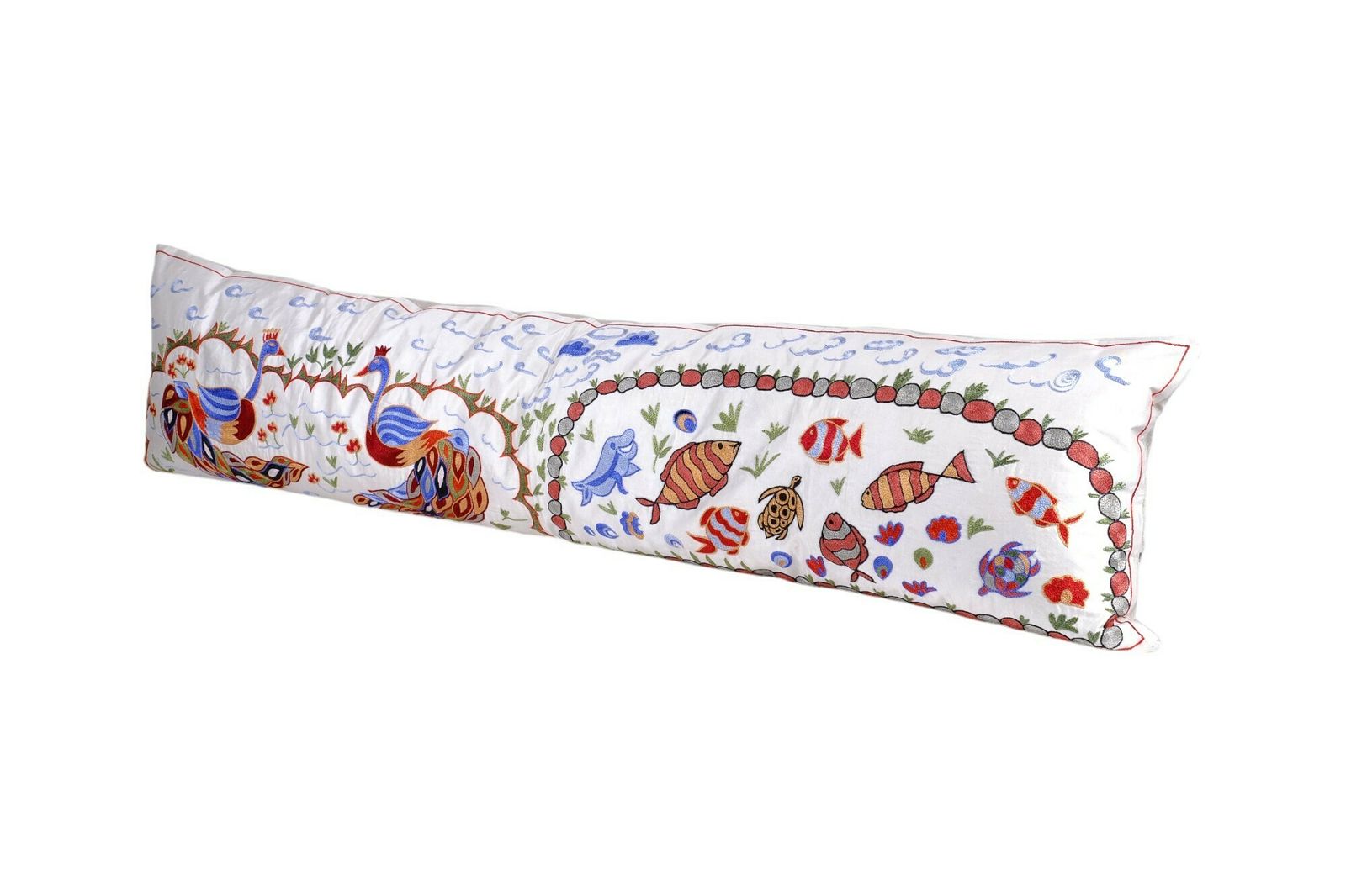Suzani Horse Bedding Pillows Made From Tashkent Suzani, Hippie Extra Long Animal Pictorial Cushion photo for sale