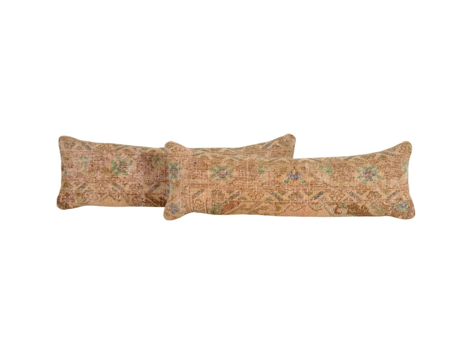 Set Of Two Turkish Oushak Pillow Cover, Matching Boho Woven Bedding Pillow Cover, Pair Faded Wool Carpet Lumbar