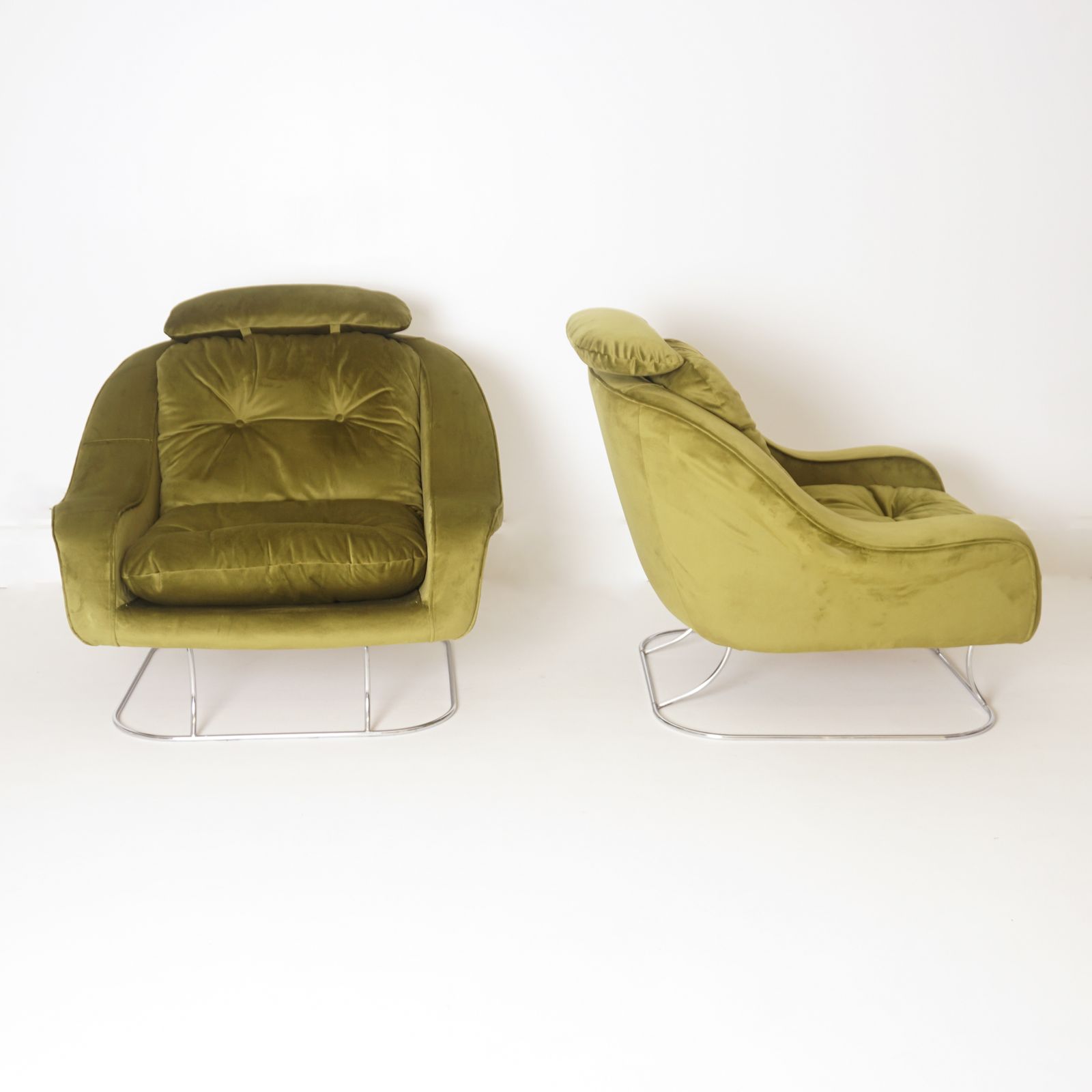 Pair Of Green Velvet Armchairs, 1970 photo furniture
