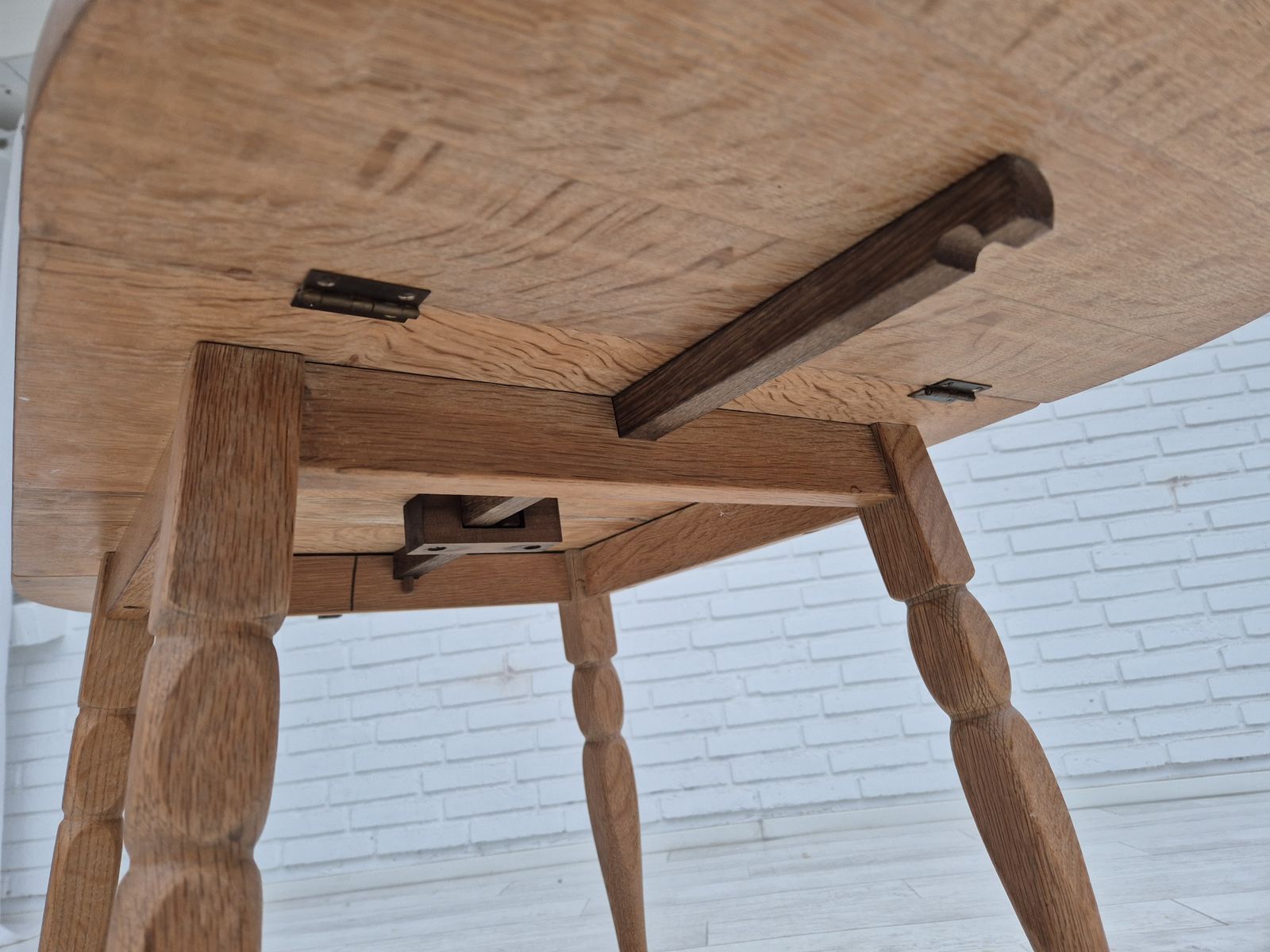 photo buy 1970s, Danish Foldable Table, Solid Oak Wood, Original Condition.