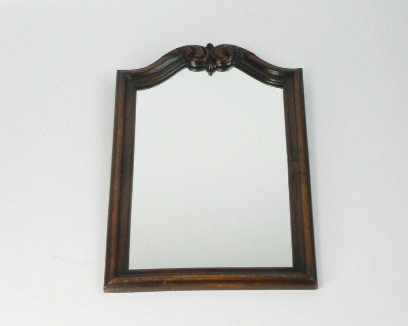 Belgian Wooden Ornate Mirror, Scalloped Wall Mirror With Floral Carving, Farmhouse Wall Decor photo Home Decor
