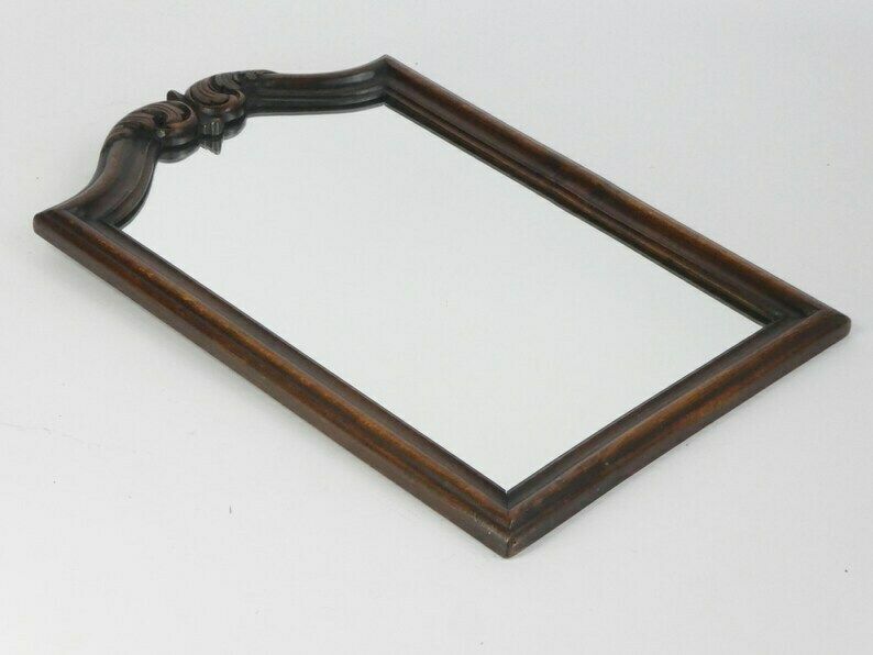 Belgian Wooden Ornate Mirror, Scalloped Wall Mirror With Floral Carving, Farmhouse Wall Decor photo 157.0
