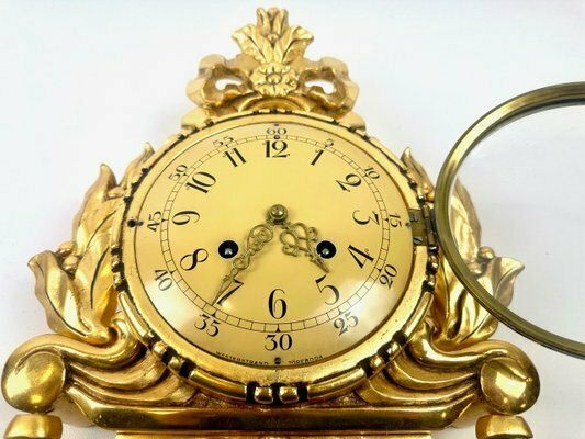 photo buy Swedish Rococo Style Gild Carved Wood Wall Clock From Westerstrand, 1960s