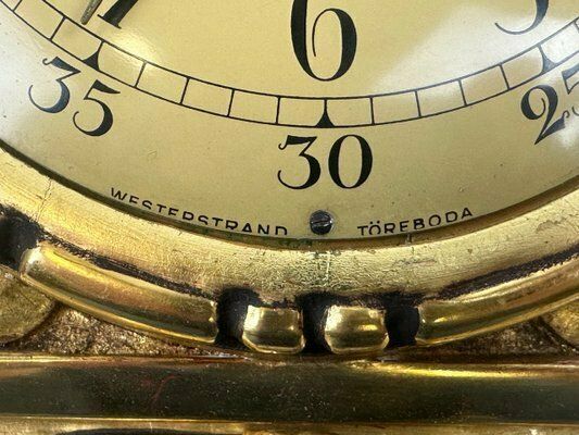 photo vintage Swedish Rococo Style Gild Carved Wood Wall Clock From Westerstrand, 1960s