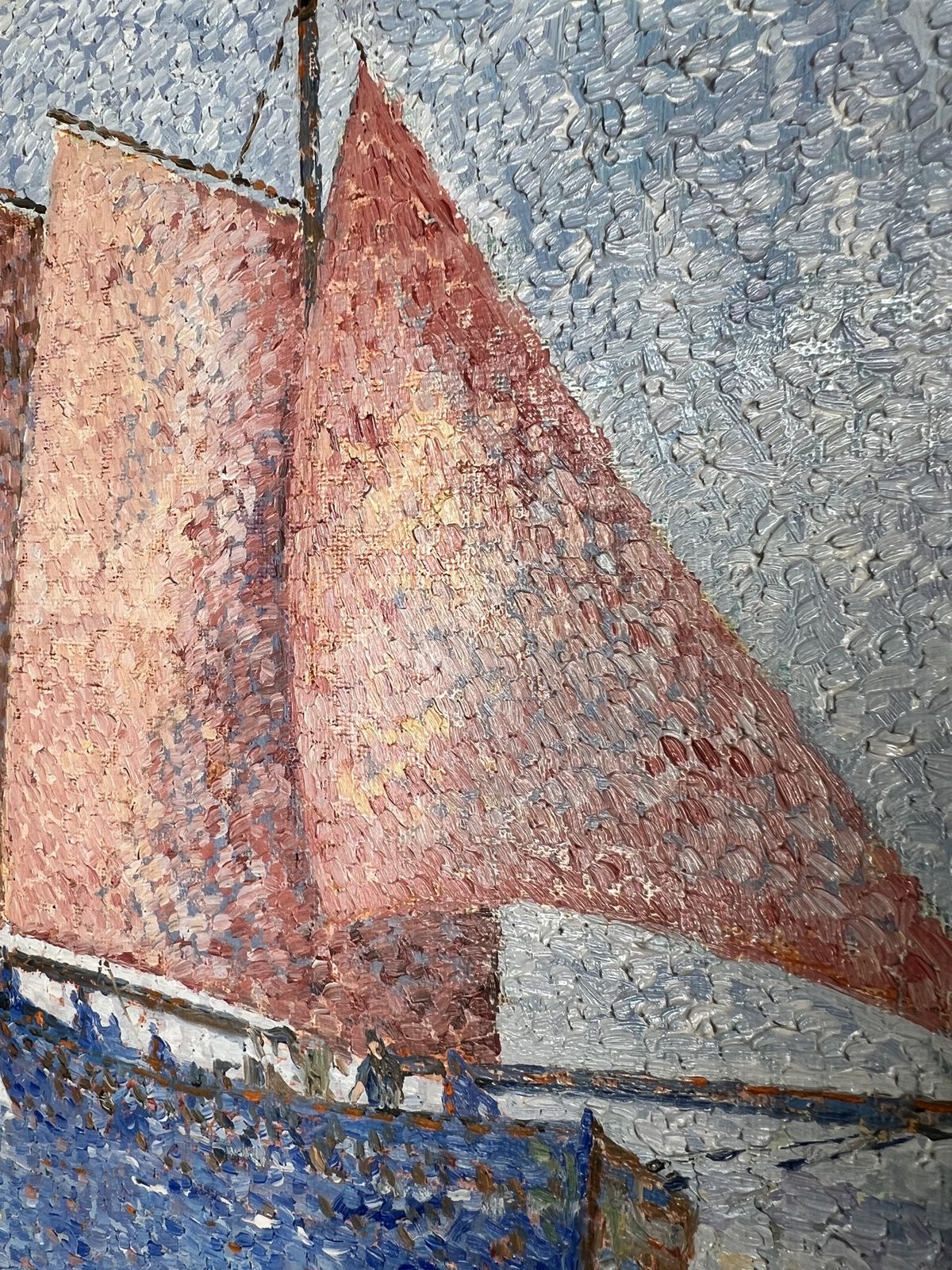 The Old Ship, Pointillist Landscape, Oil On Canvas Painting photo buy