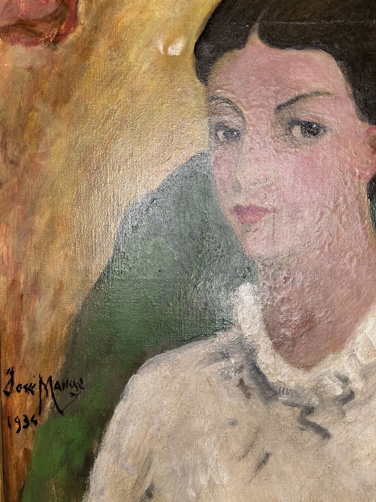 Portrait Of A Woman, Oil On Canvas Painting photo Art