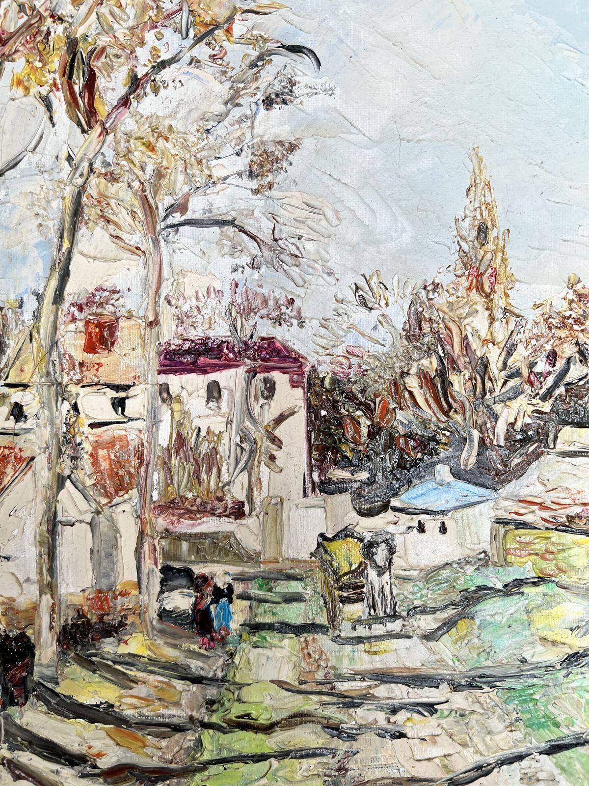 Village Street, Oil On Canvas Landscape Painting photo buy